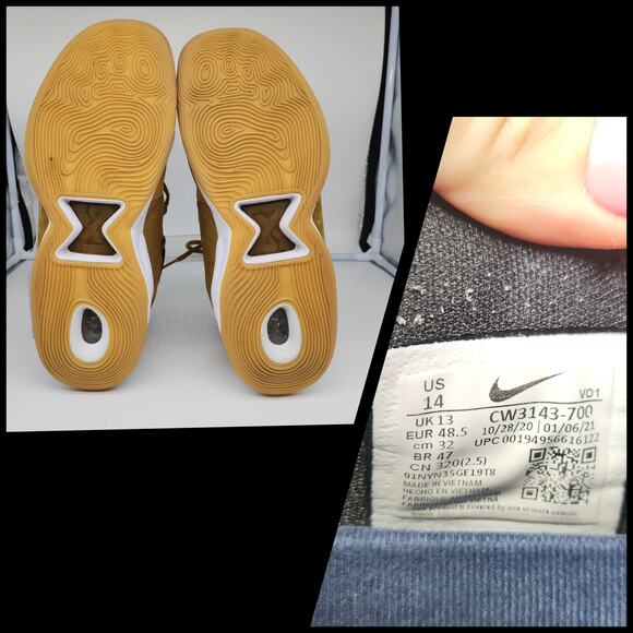 Nike PG 5 Wheat Shoes Mens 14 Gold Metallic Grain Paul George Basketball - Picture 16 of 16